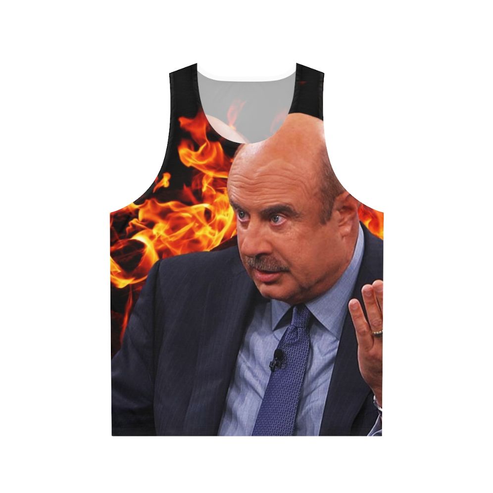 Angry Dr. Phil face graphic on unisex tank top