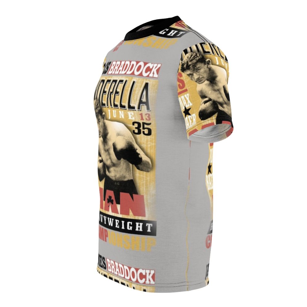 Vintage-style t-shirt featuring boxer James Braddock, the 1935 heavyweight champion - men left