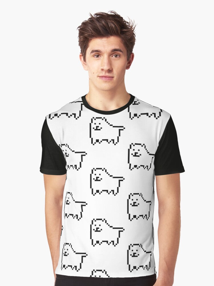 Undertale Annoying Dog Graphic T-Shirt featuring the iconic dog character from the game Undertale - Men