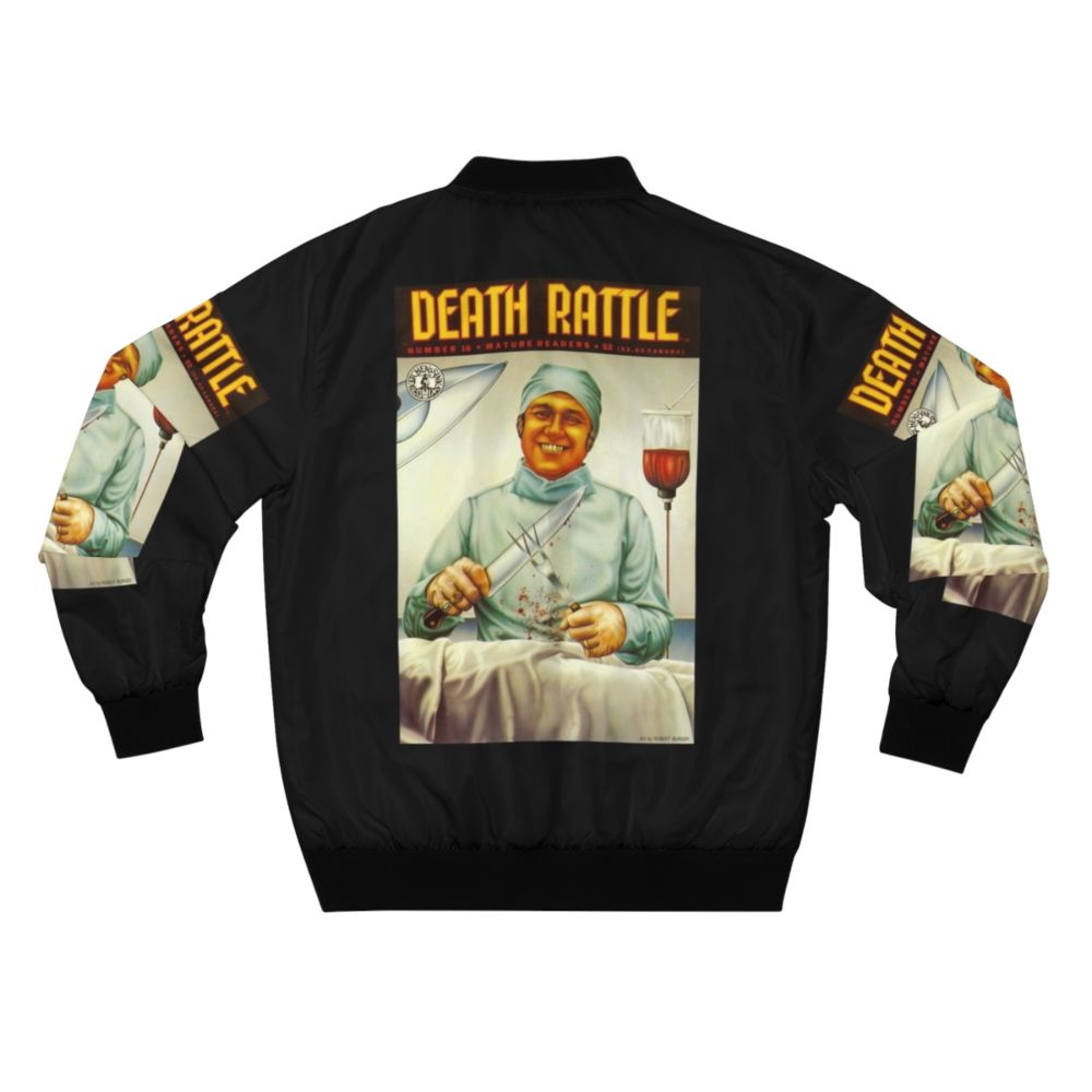 Vintage underground comics horror bomber jacket with Death Rattle #16 cover art - Back