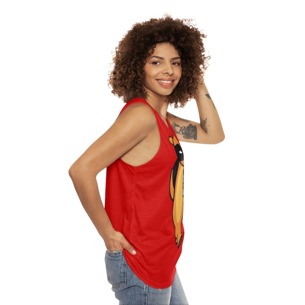 Unisex tank top with radiator graphic for music lovers - women side