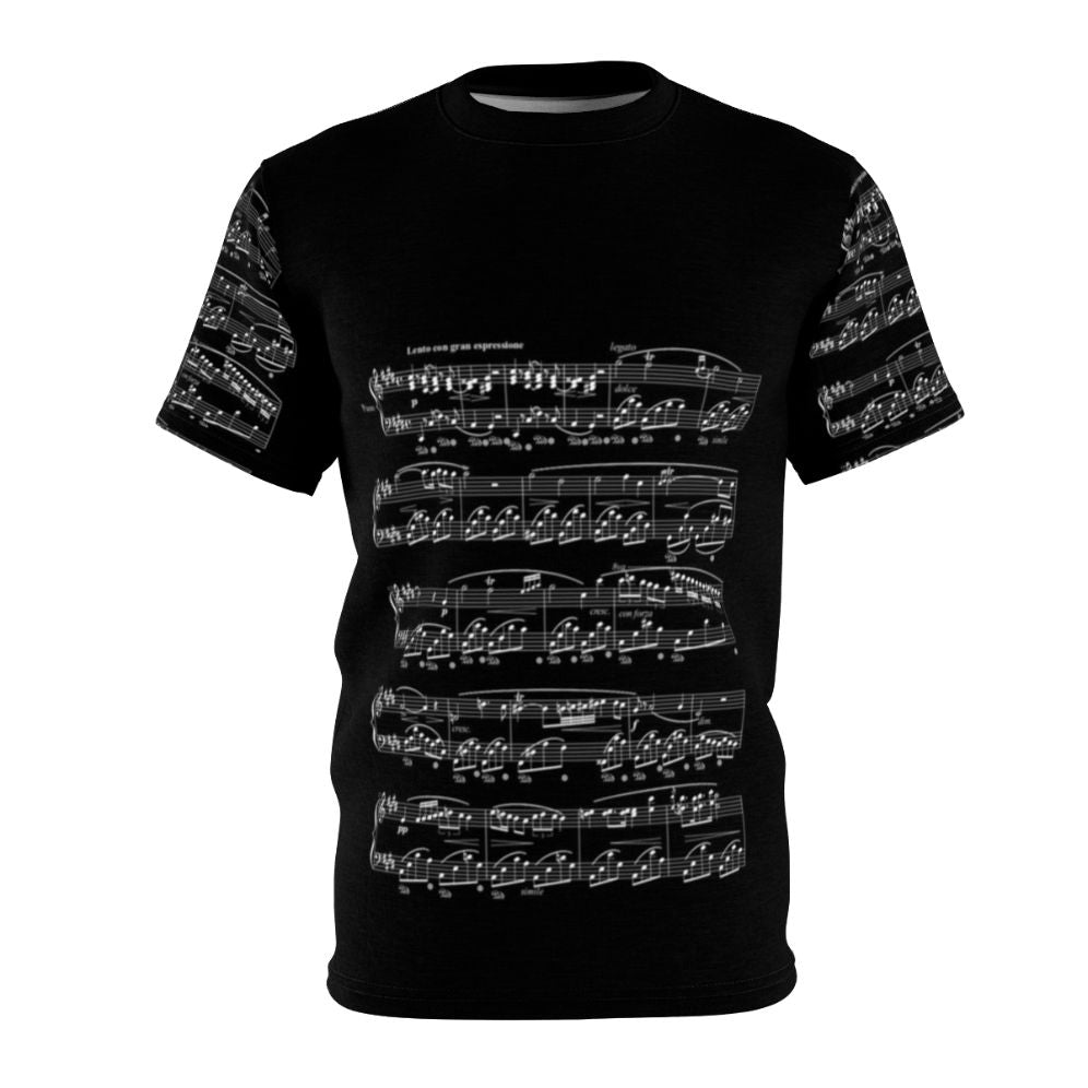 Chopin Nocturne Inspired Music T-shirt featuring a piano keys design