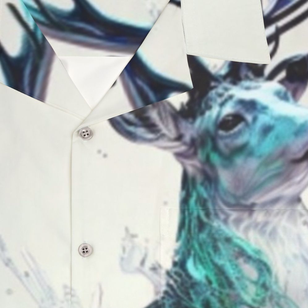 A Hawaiian shirt featuring a legendary stag in a holographic print - Detail