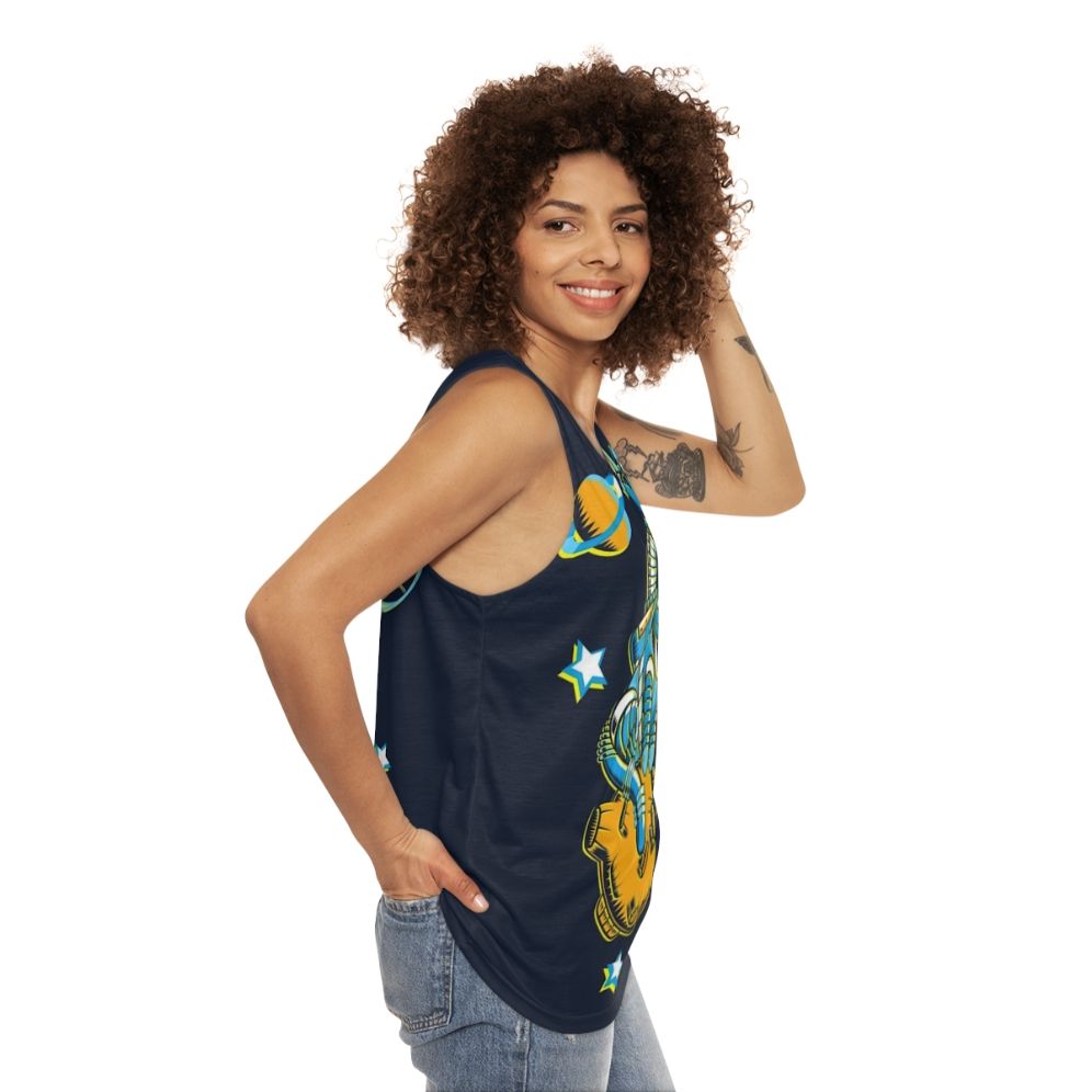 Cosmic Cat Unisex Space Tank Top - women side