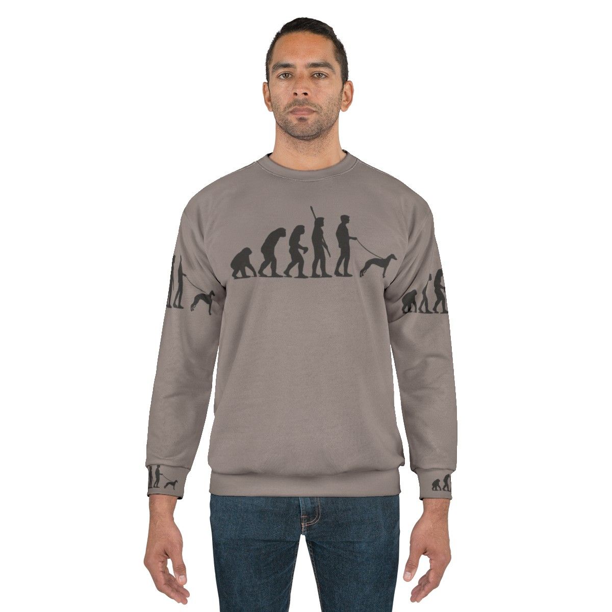 Evolution of Man Sweatshirt for Whippet, Greyhound, and Lurcher Lovers - men