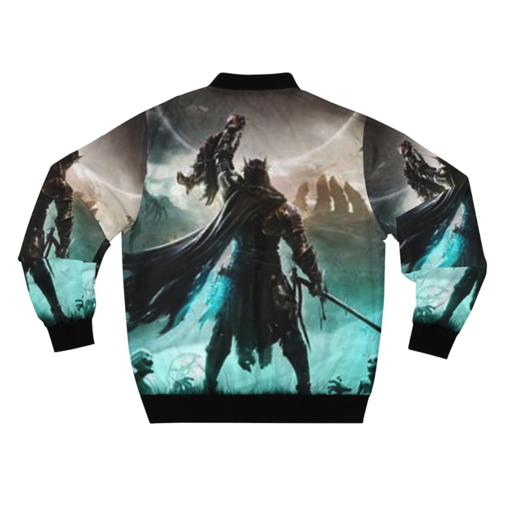 Elden Ring video game inspired bomber jacket with fantasy and gaming design elements. - Back