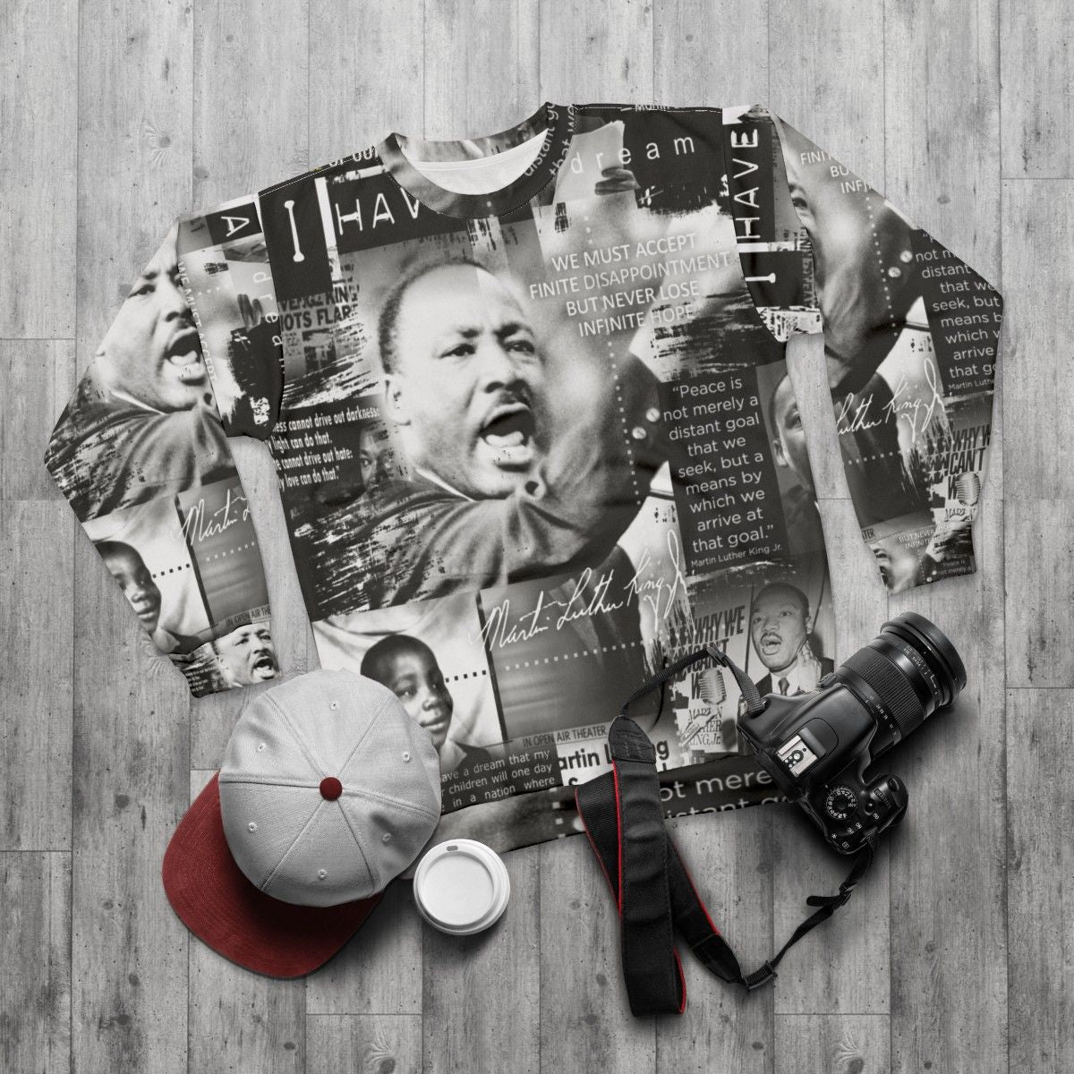 Martin Luther King Jr. Inspirational Graphic Sweatshirt - flat lay