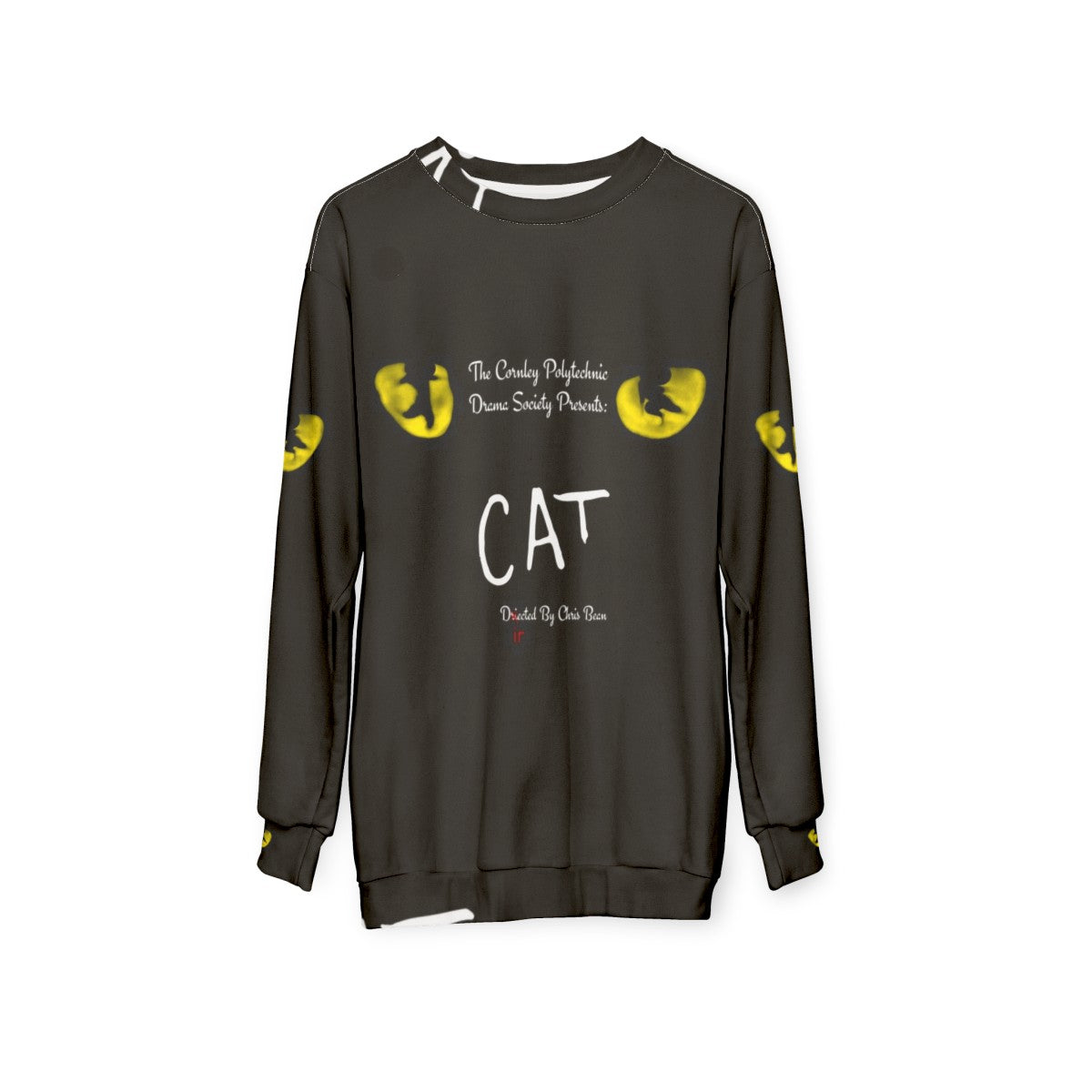 Cat inspired "The Play That Goes Wrong" sweatshirt - hanging