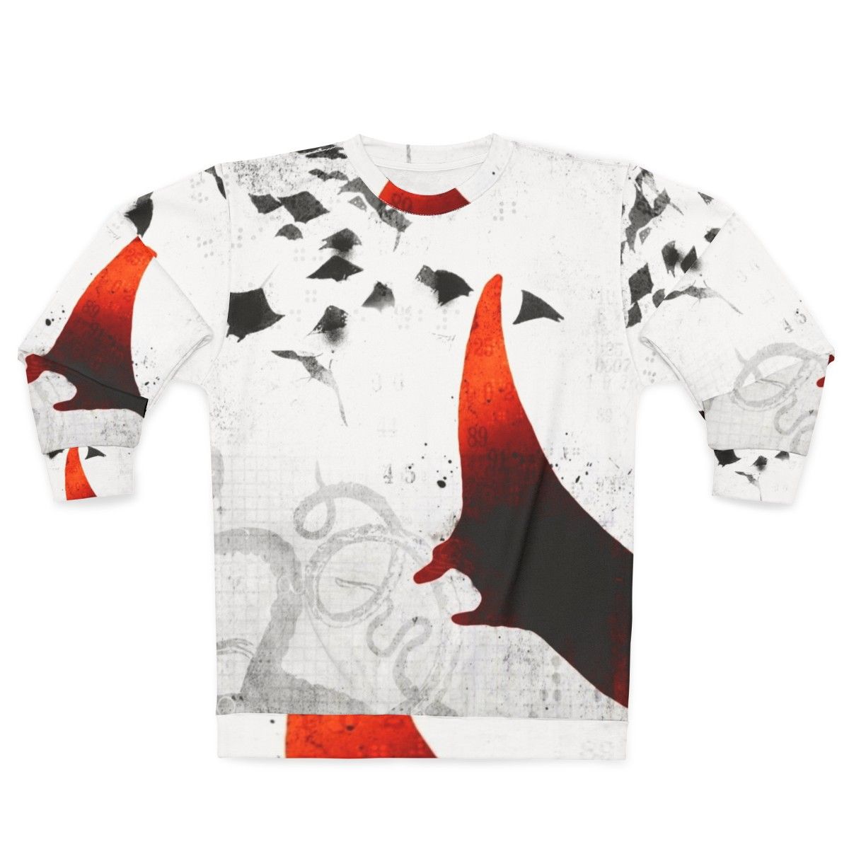 Manta Ray Red Sweatshirt with Gritty Ocean Sealife Design