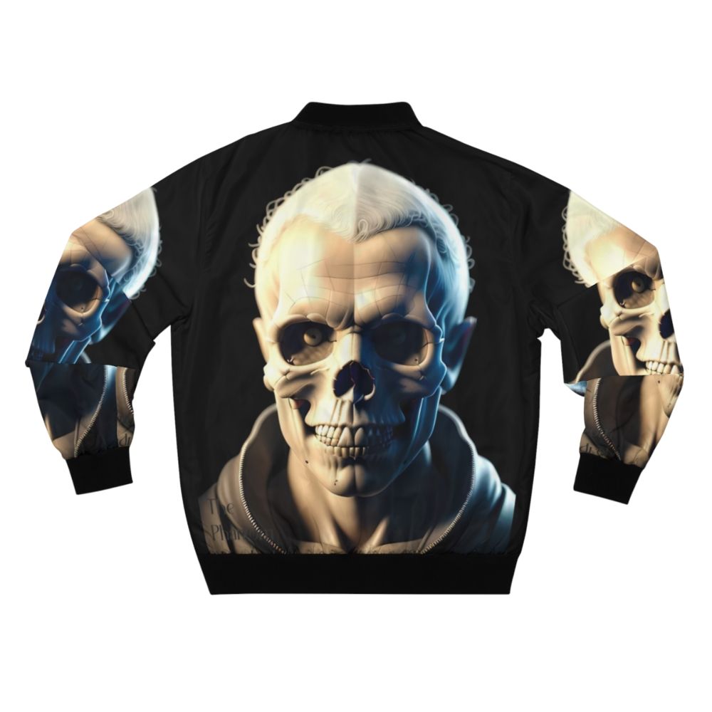 A stylish bomber jacket featuring a skull character portrait design - Back