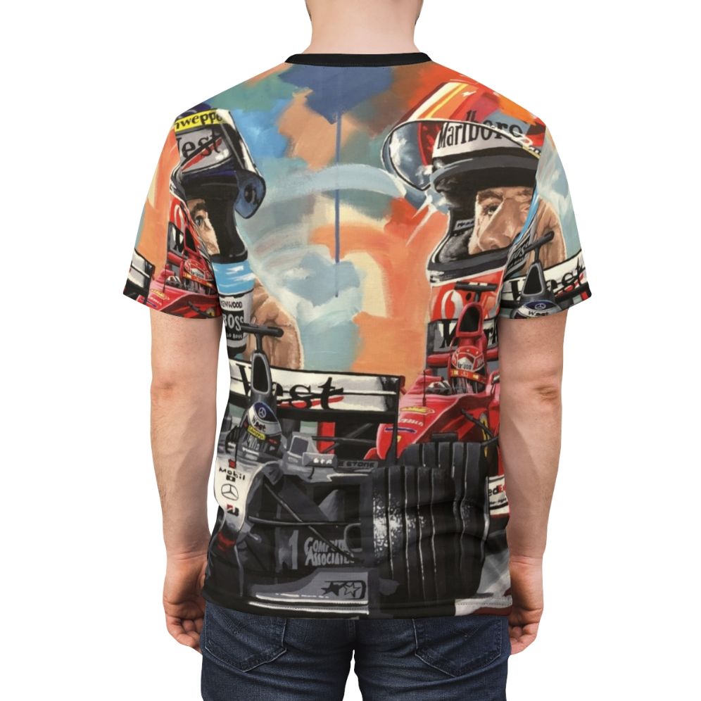 Formula One Racing Inspired T-shirt Featuring Michael Schumacher and Mika Hakkinen - men back