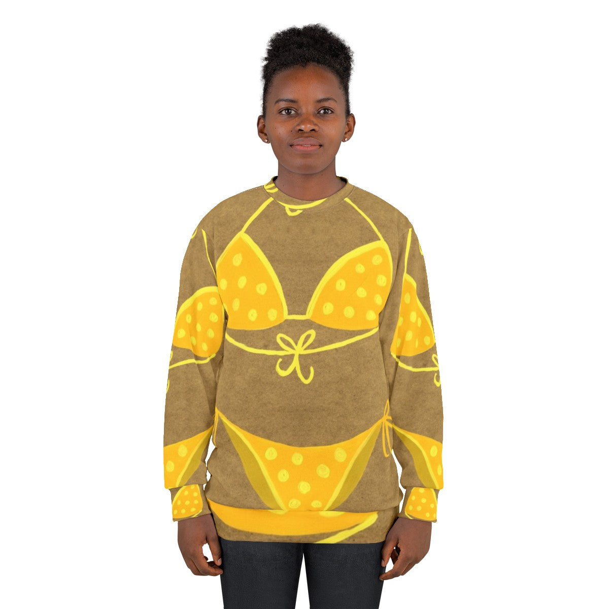 Yellow polka dot sweatshirt with vintage-inspired design - women