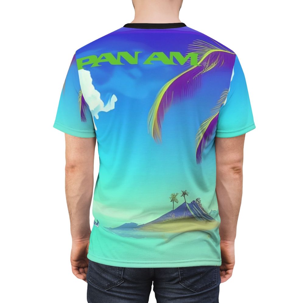 Vintage-style AOP t-shirt featuring Pan Am airline-inspired artwork and graphics - men back