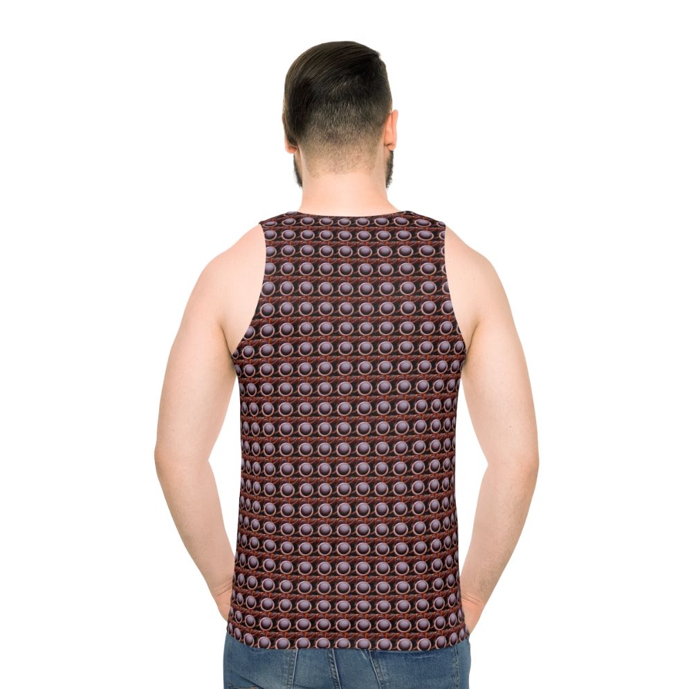 Toffifee unisex tank top with abstract blue rose pattern - men back