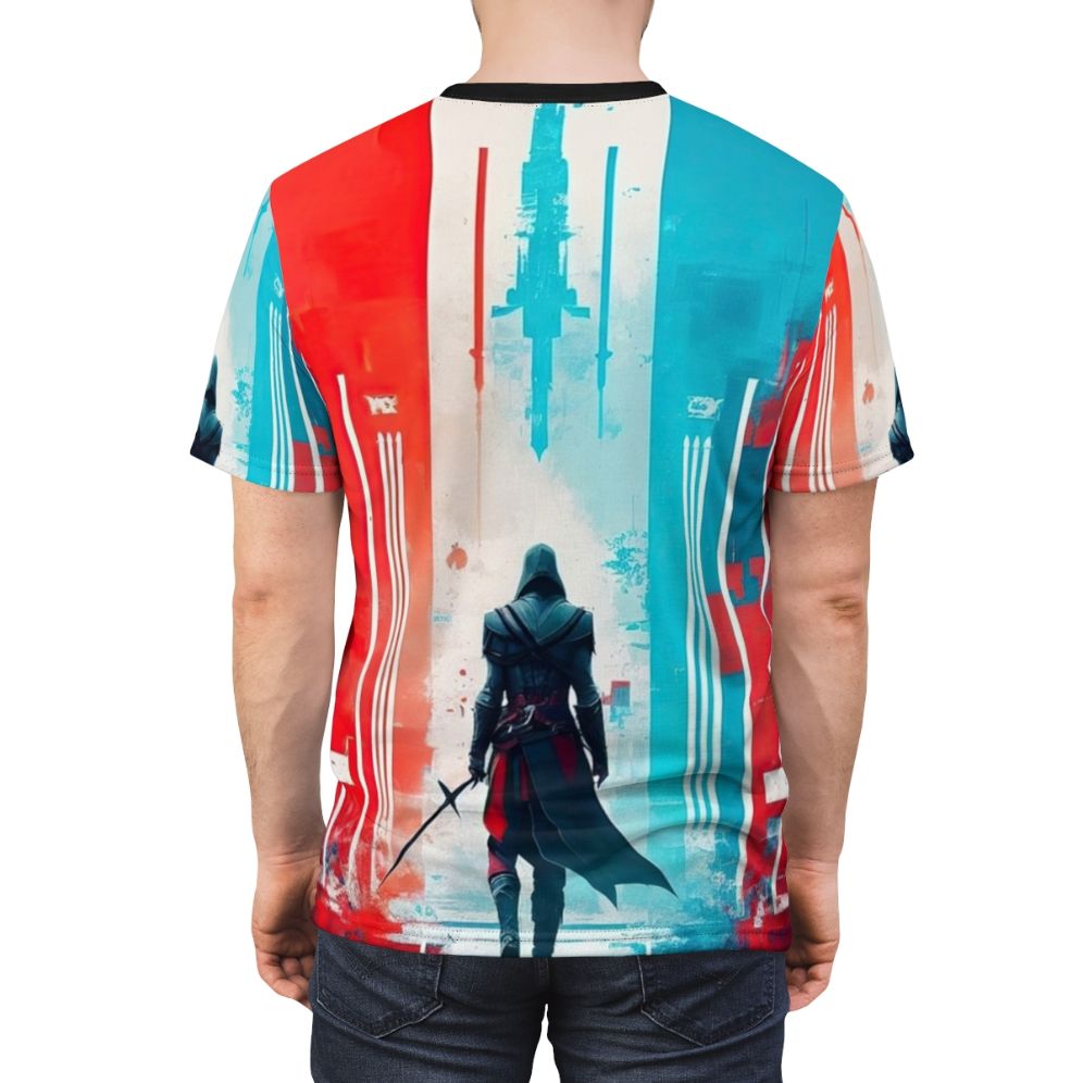 Destiny Weaver inspired Assassin's Creed fan art design on a t-shirt - men back