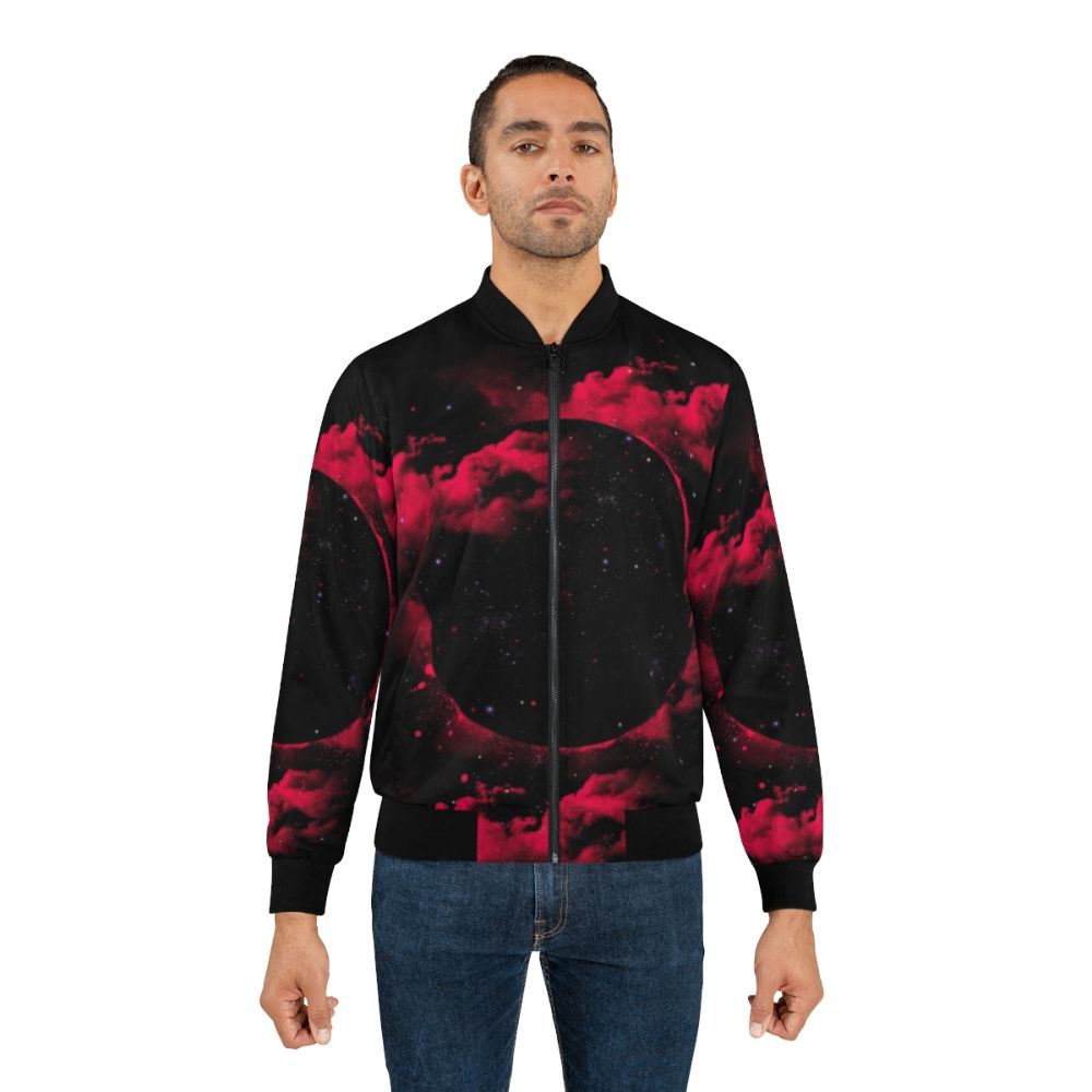 Black hole bomber jacket featuring a cosmic, space-inspired design - Lifestyle