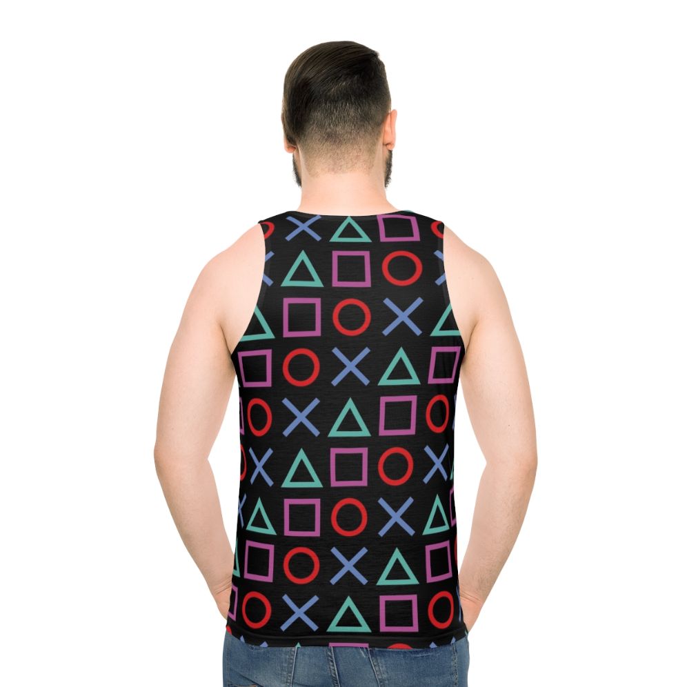 Gamer-Inspired Black Unisex Tank Top - men back