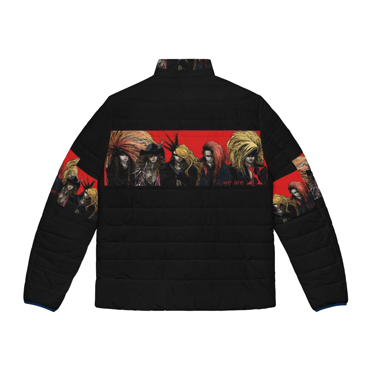 X Japan We Are X Puffer Jacket featuring band members Yoshiki, Hide, Taiji, Pata, and Toshi - Back