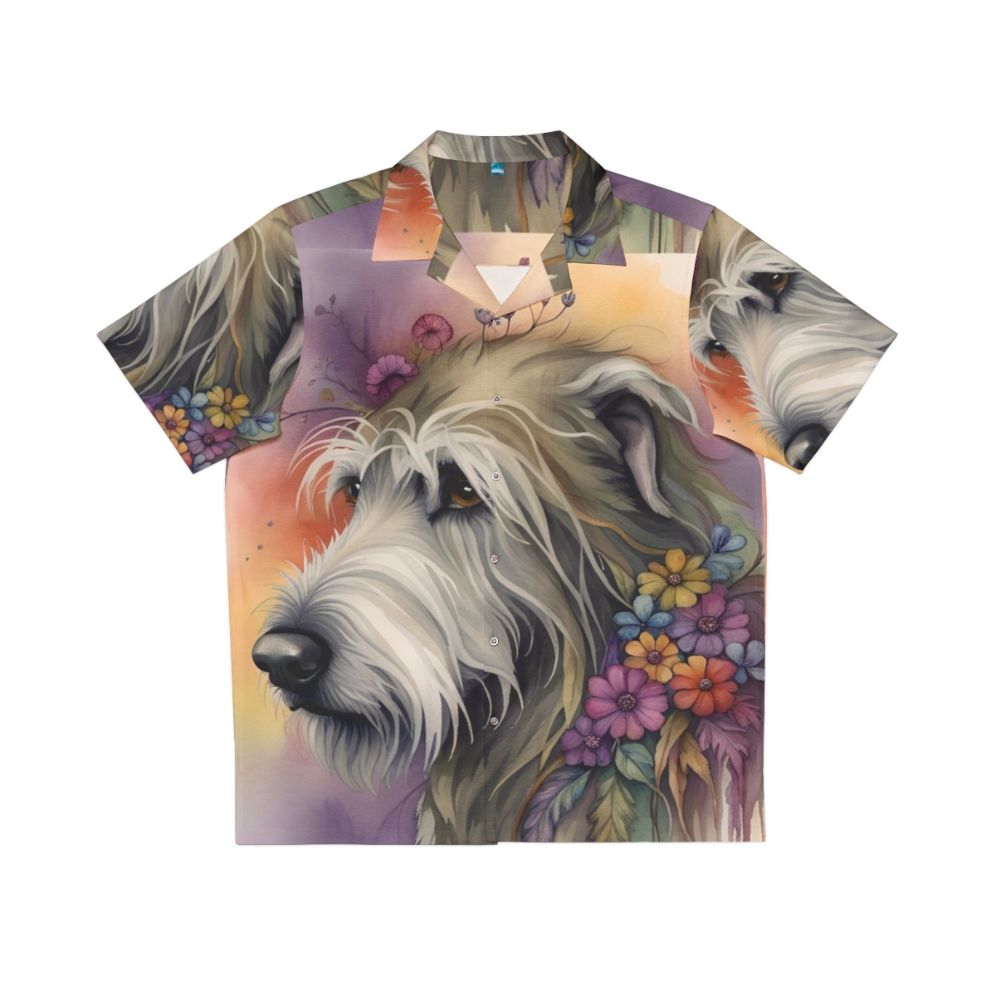 Bohemian Irish Wolfhound Watercolor Floral Hawaiian Shirt