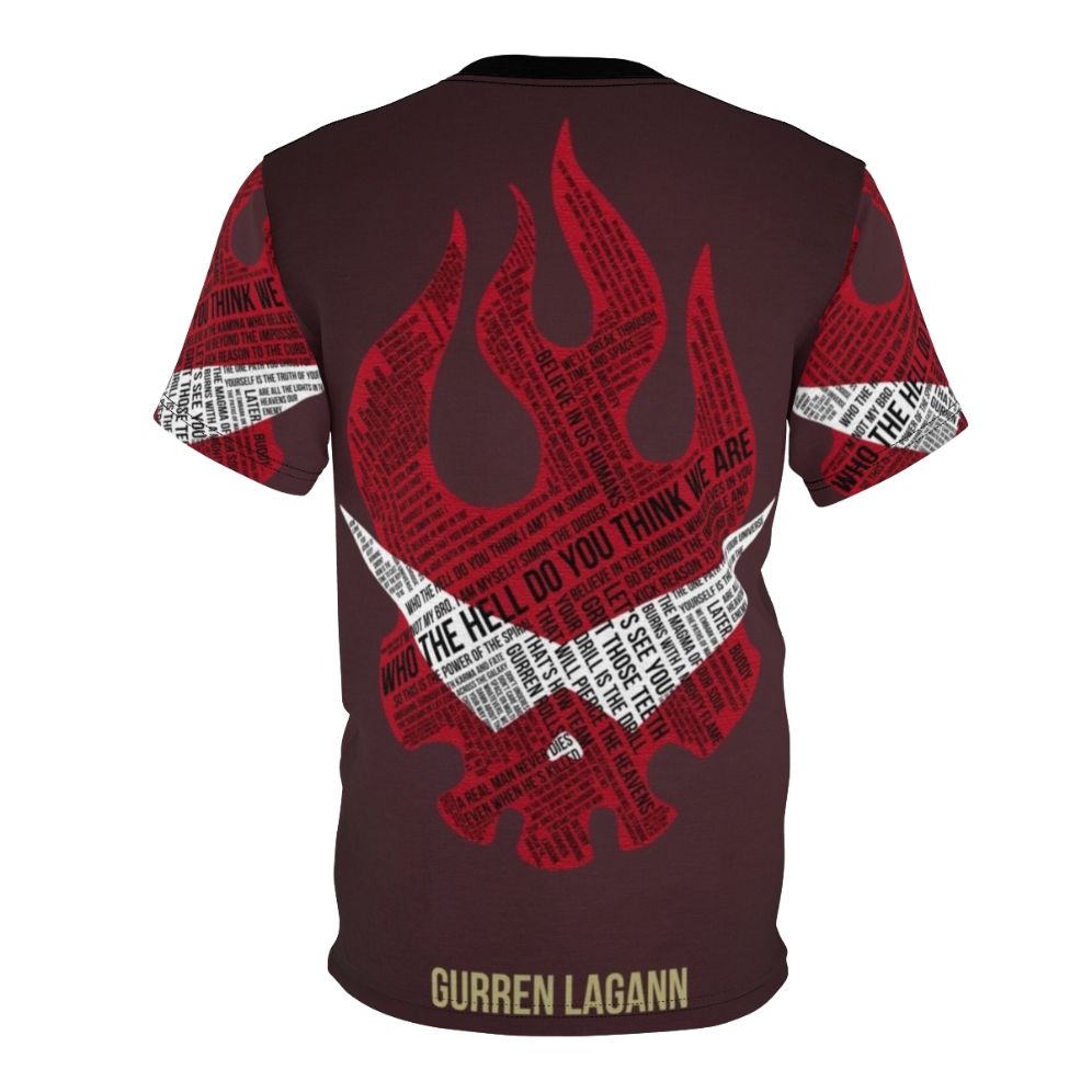 Anime-style Gurren Lagann typography design on a high-quality t-shirt - Back