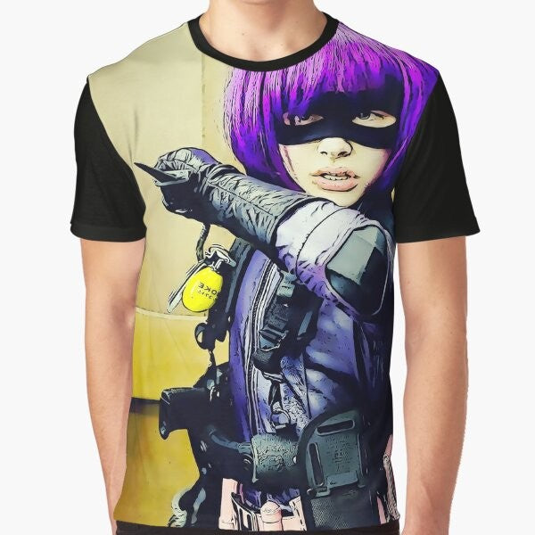 Hit Girl, the comic book character from Kick-Ass, featured on a graphic t-shirt