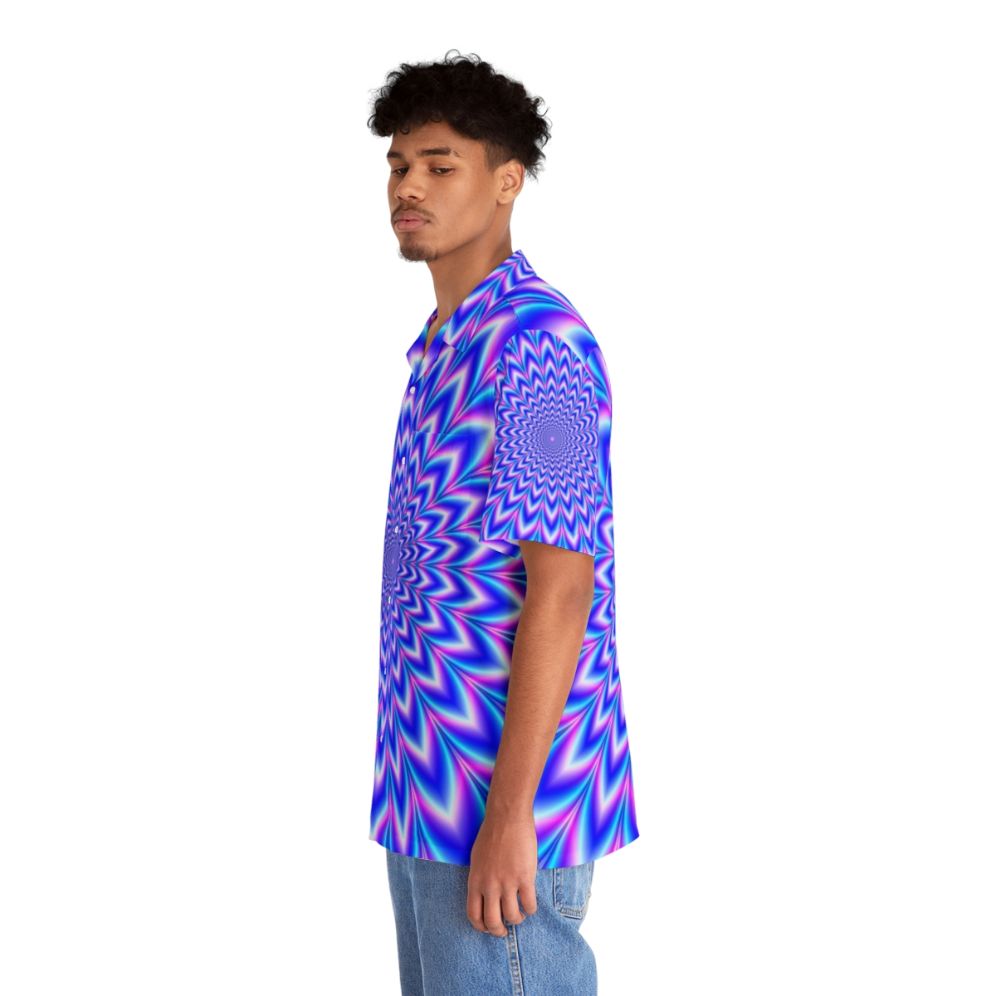 Psychedelic Hawaiian Shirt with Optical Illusion Design - People Left