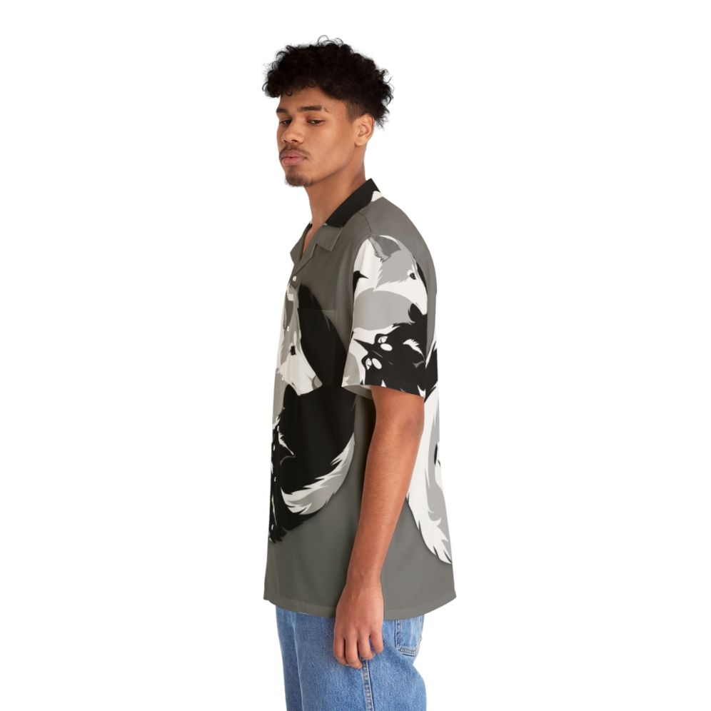 Nature-Inspired Husky and Wolf Hawaiian Shirt - People Left