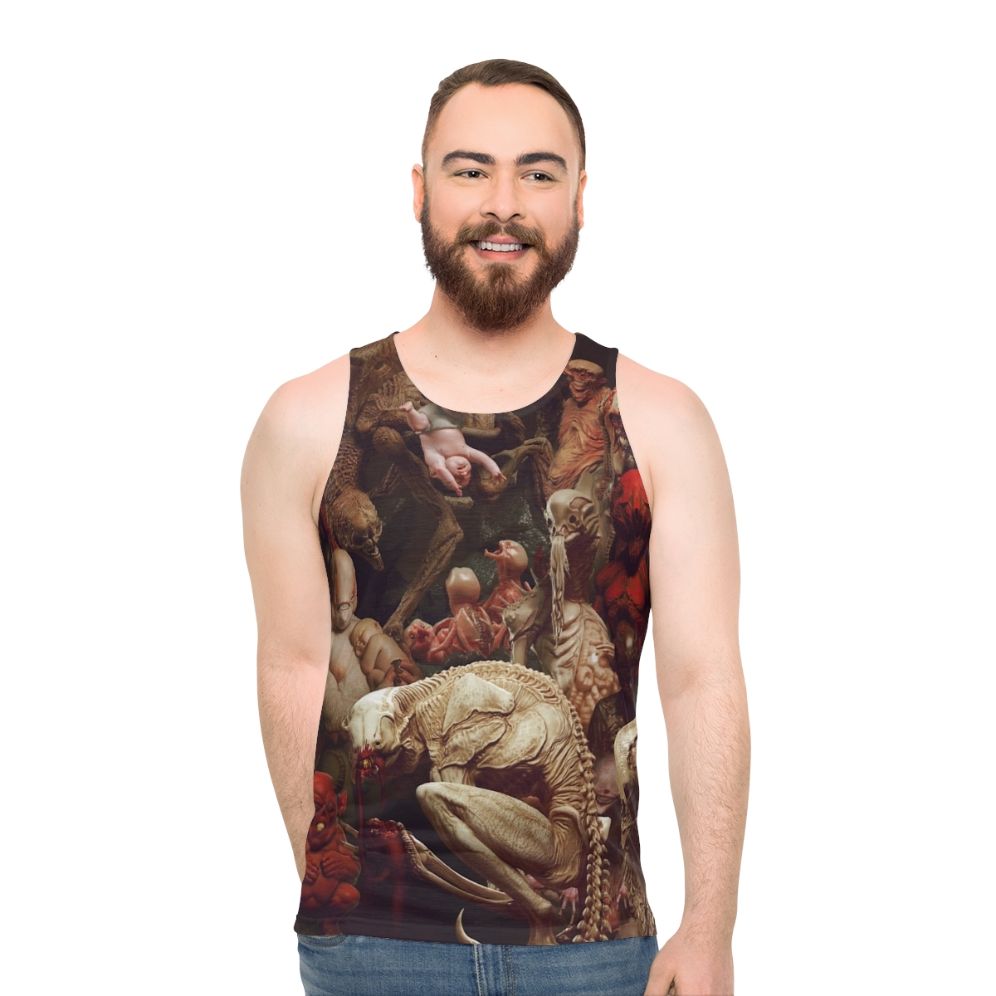 Unisex horror tank top with creature design - men