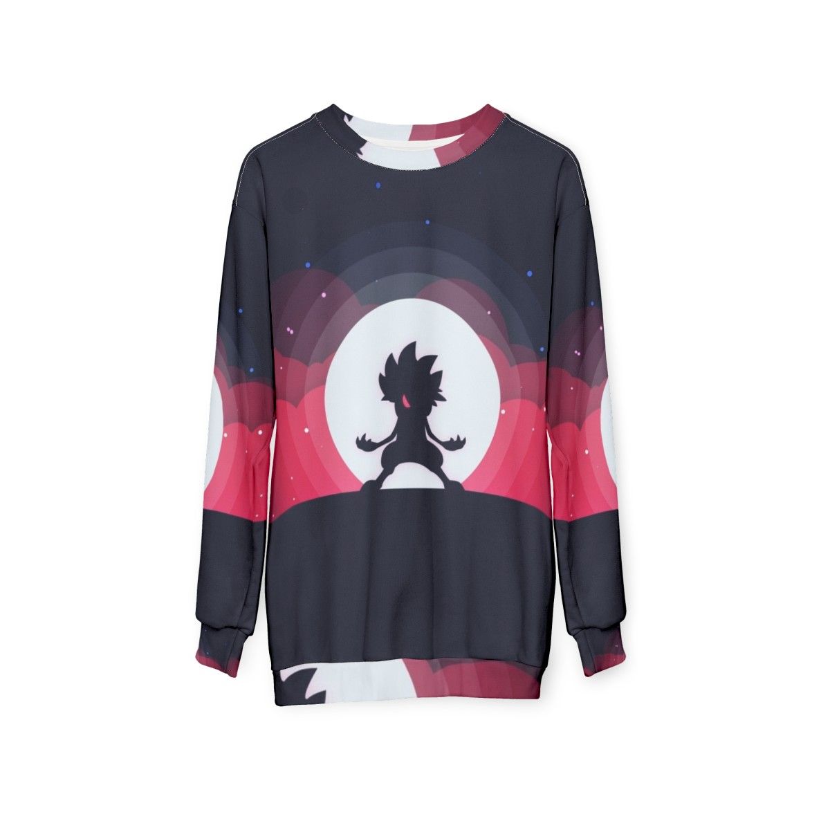 Lycanroc Pokemon Sweatshirt with Moon Design - hanging