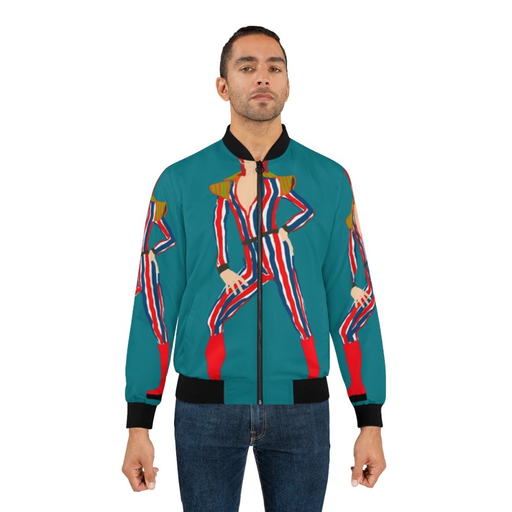 Ziggy Stardust inspired bomber jacket with stripes and zigzag pattern - Lifestyle