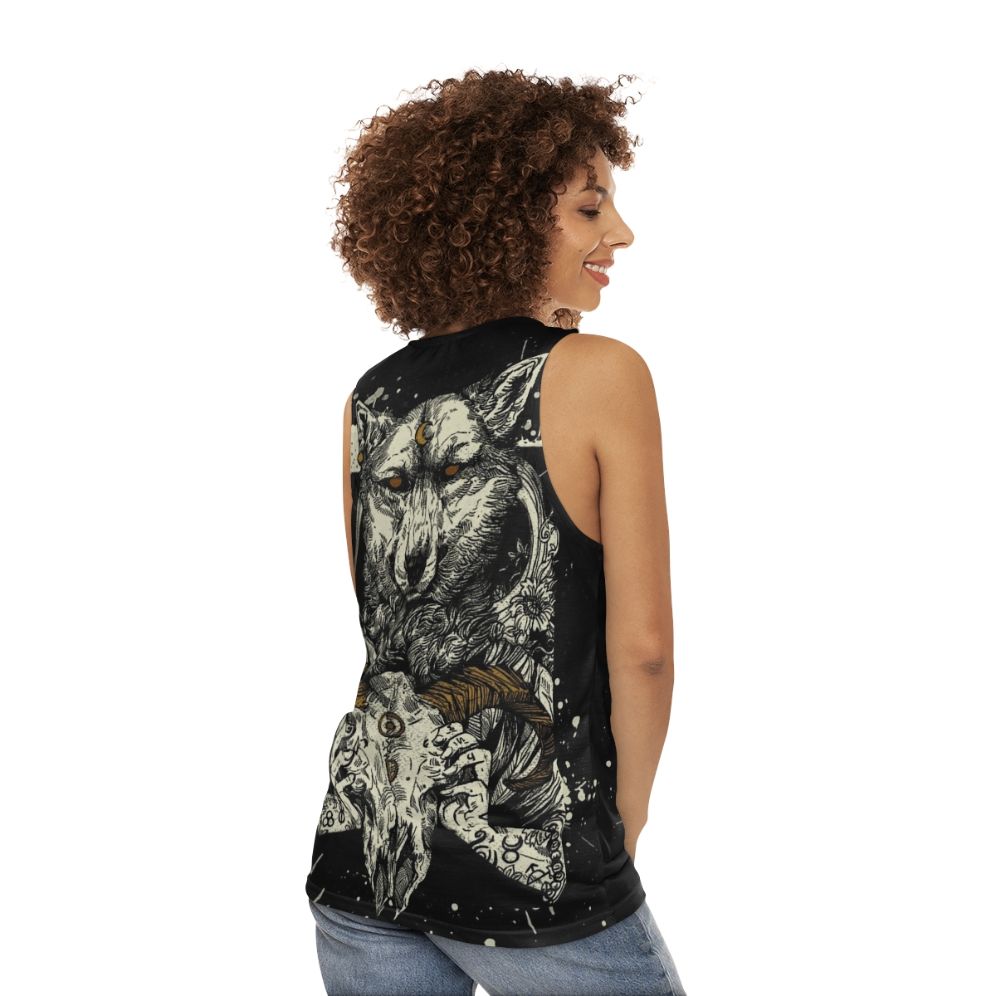 Witchcraft pagan wolf werewolf unisex tank top - women back