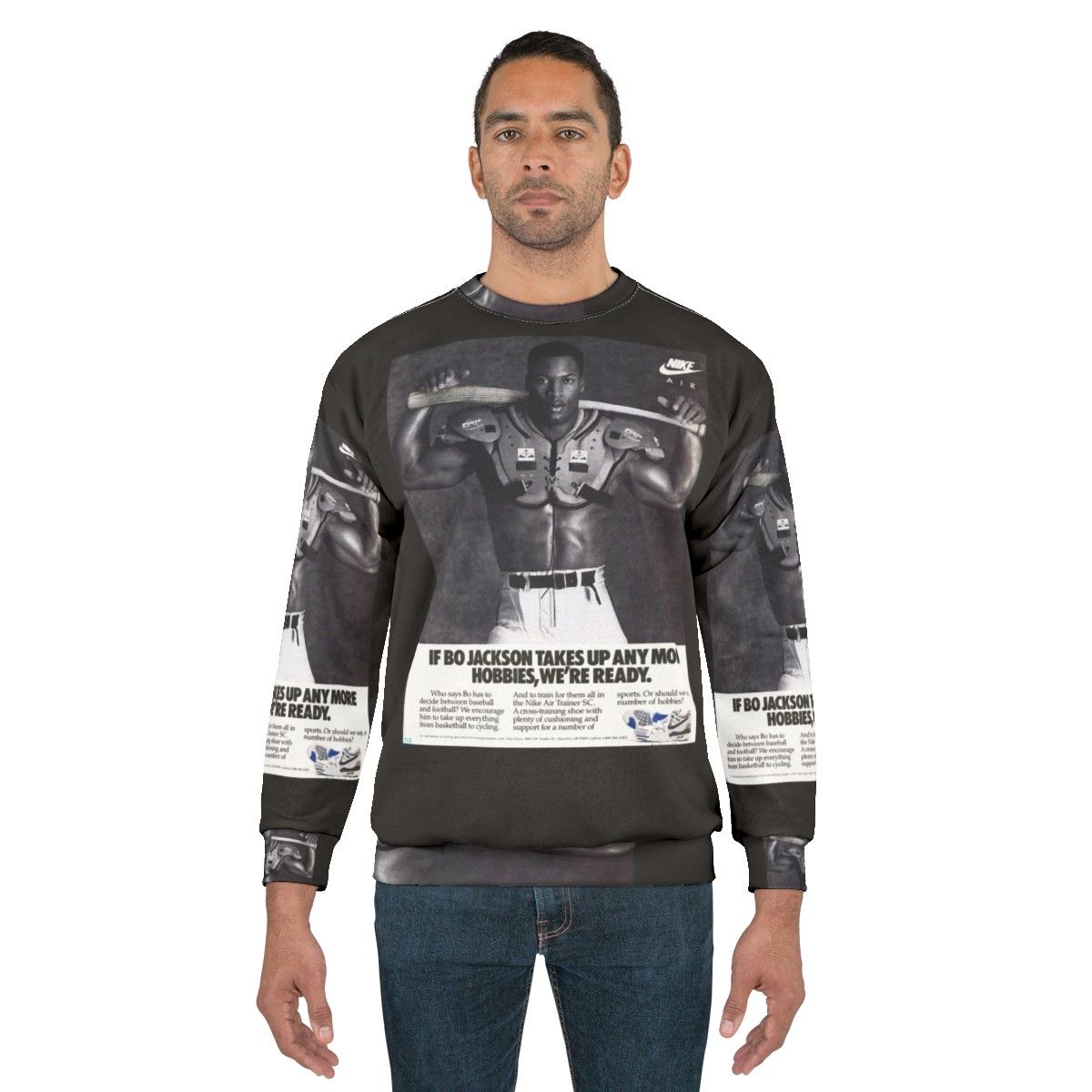 Black and White Bo Jackson Art Print Sweatshirt - men