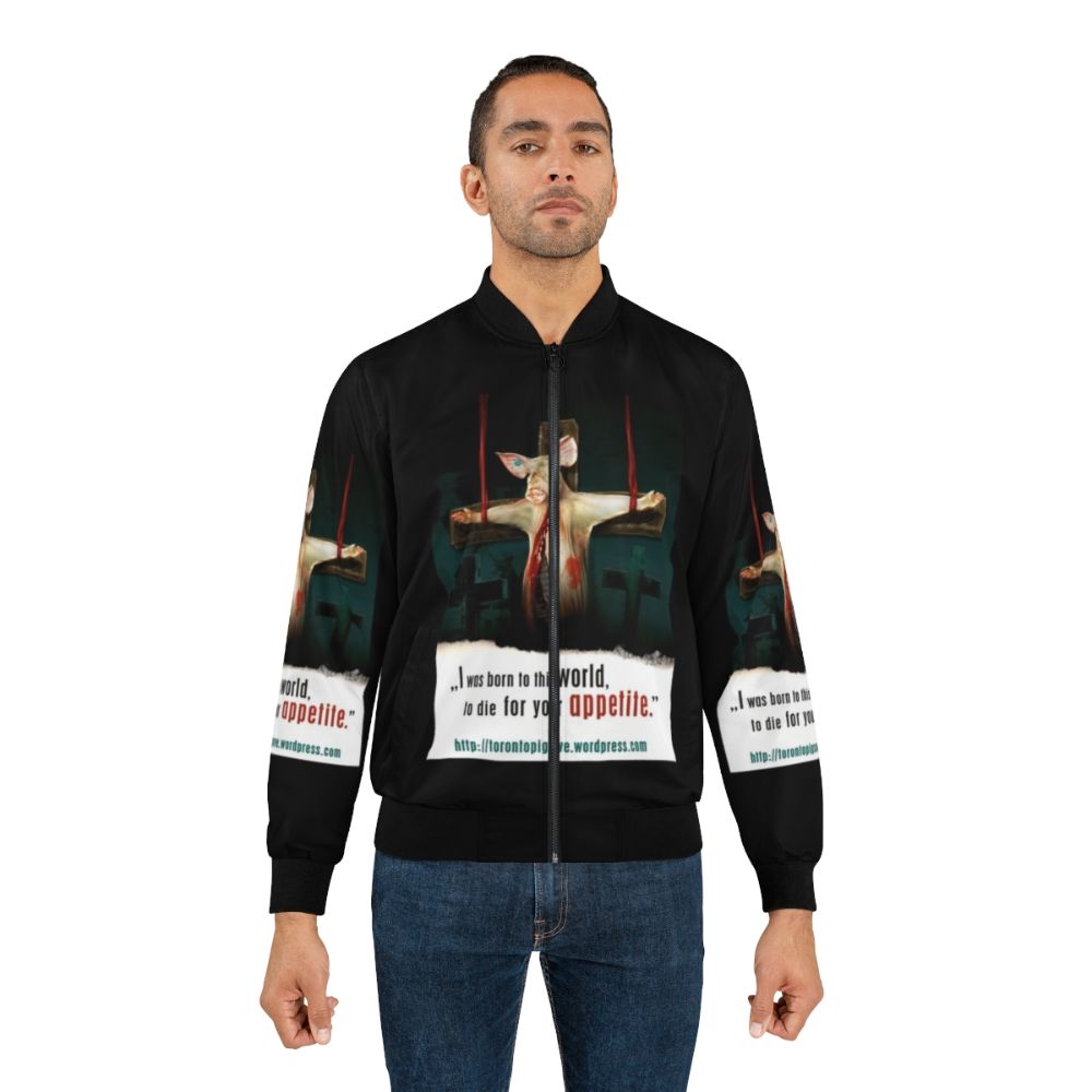 Vegan bomber jacket with animal rights and liberation graphics - Lifestyle