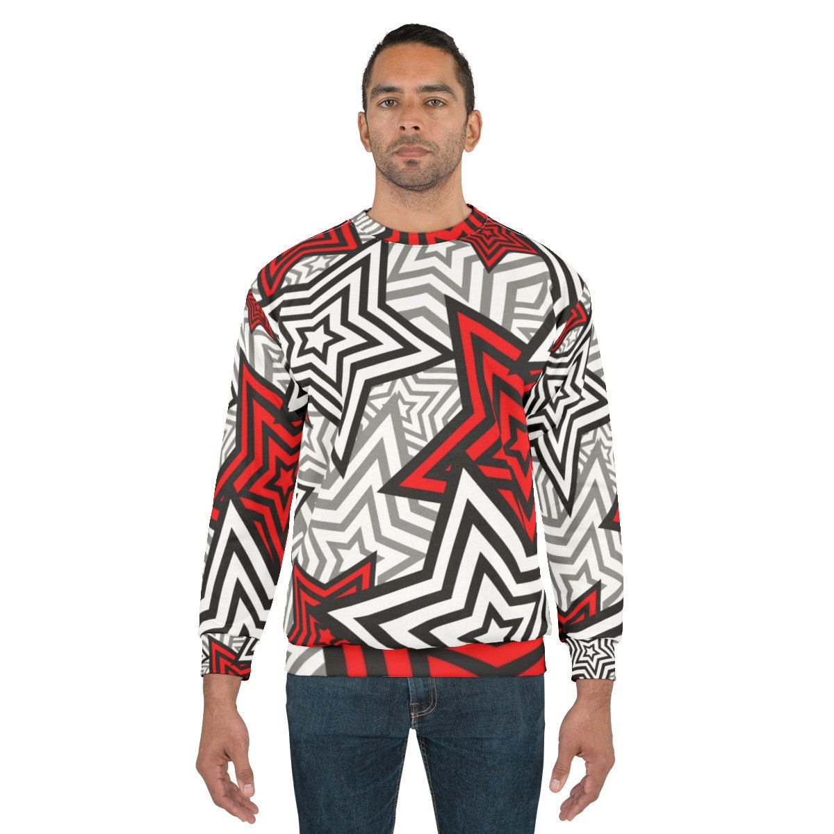 Persona 5 striped sweatshirt featuring star background - men