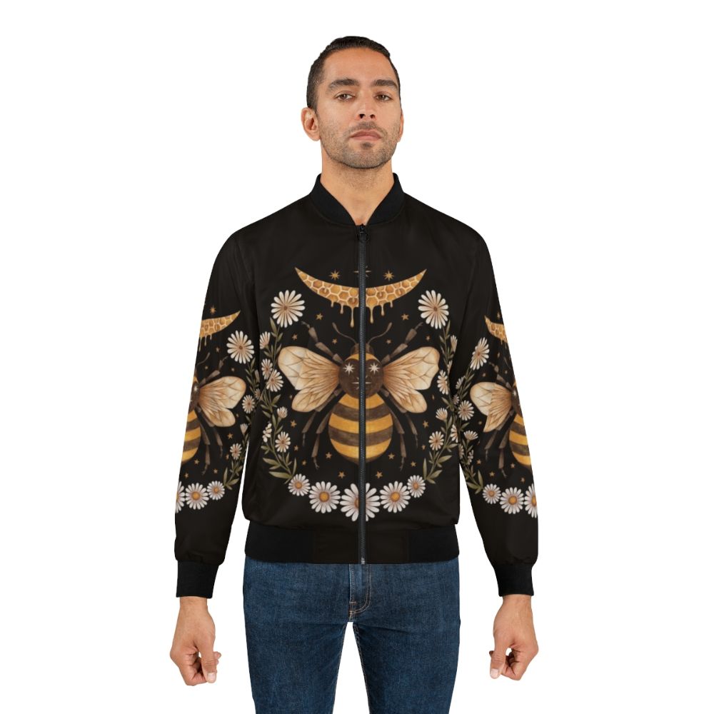 Honeymoon bomber jacket with bee, honeycomb, and floral design - Lifestyle