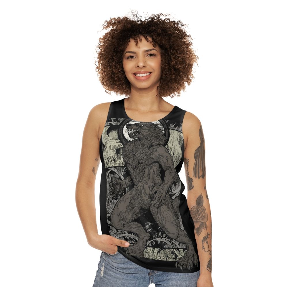 Unisex werewolf wolf skull ritual tank top - women