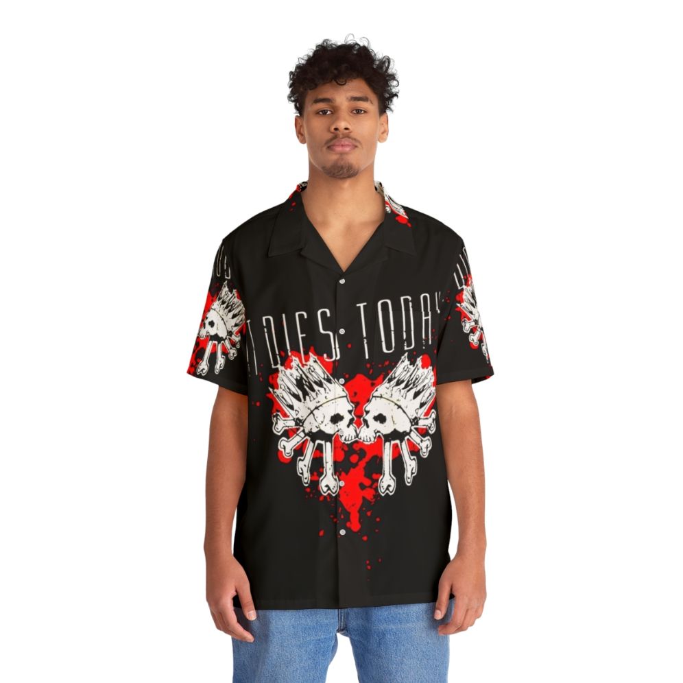 It Dies Today Heart Skulls Hawaiian Shirt, metal band graphic - People Front