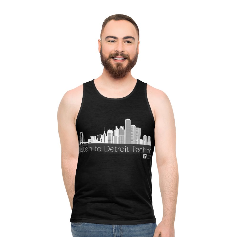 Unisex tank top featuring Detroit techno music design - men