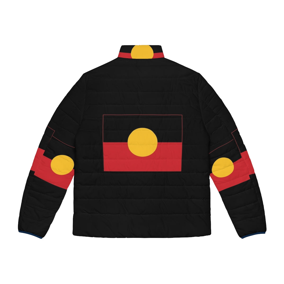 Aboriginal Flag 6 Puffer Jacket - Celebrate the Australian Aboriginal Flag and Indigenous Culture - Back