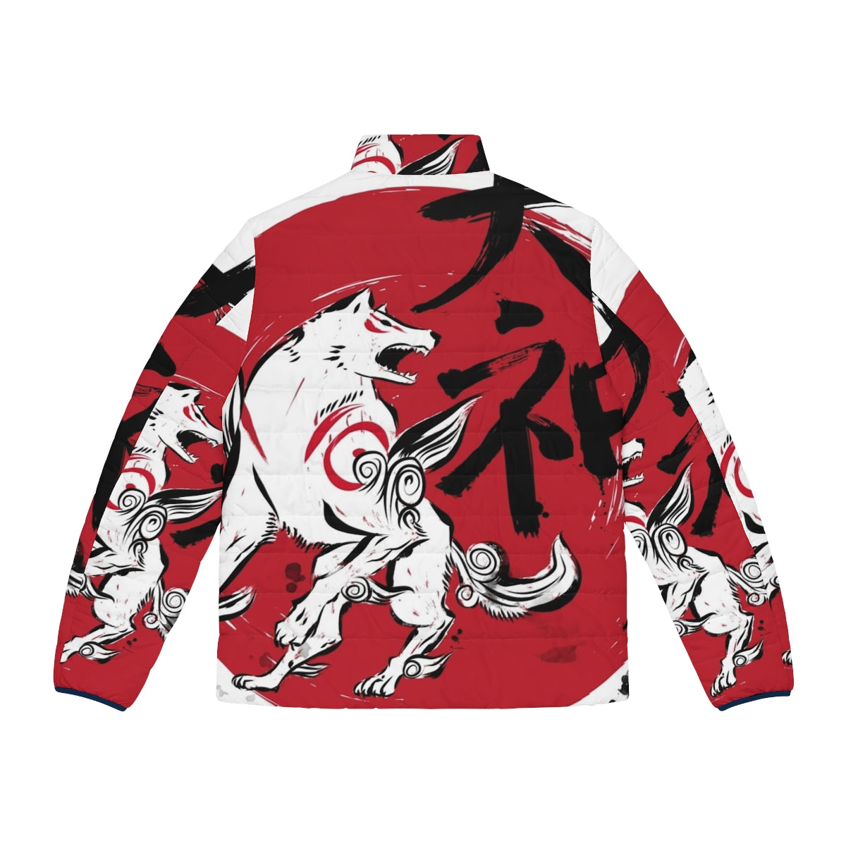 Hot dog puffer jacket with Japanese-inspired retro anime design - Back