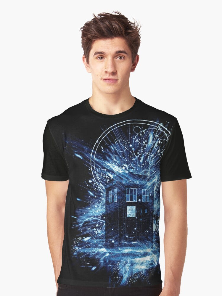 Time Storm Graphic Doctor Who T-Shirt featuring the iconic blue box from the sci-fi television series - Men