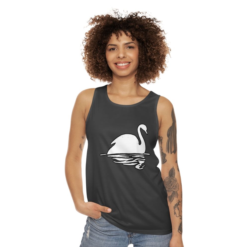 Unisex tank top featuring a beautiful swan design - women