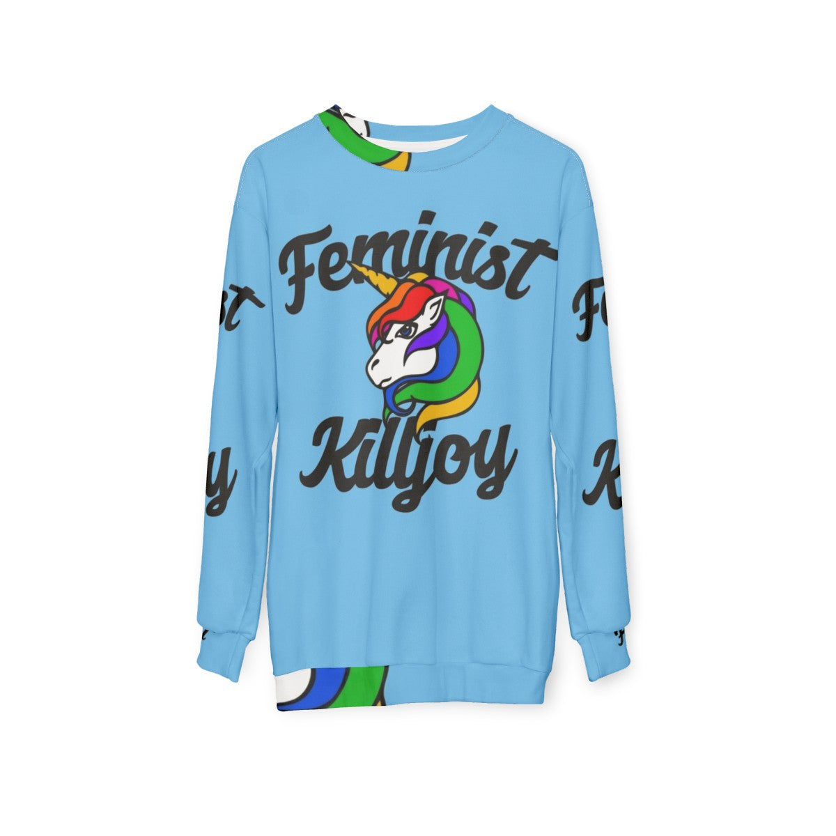 Feminist Killjoy Unicorn Art Graphic Sweatshirt - hanging