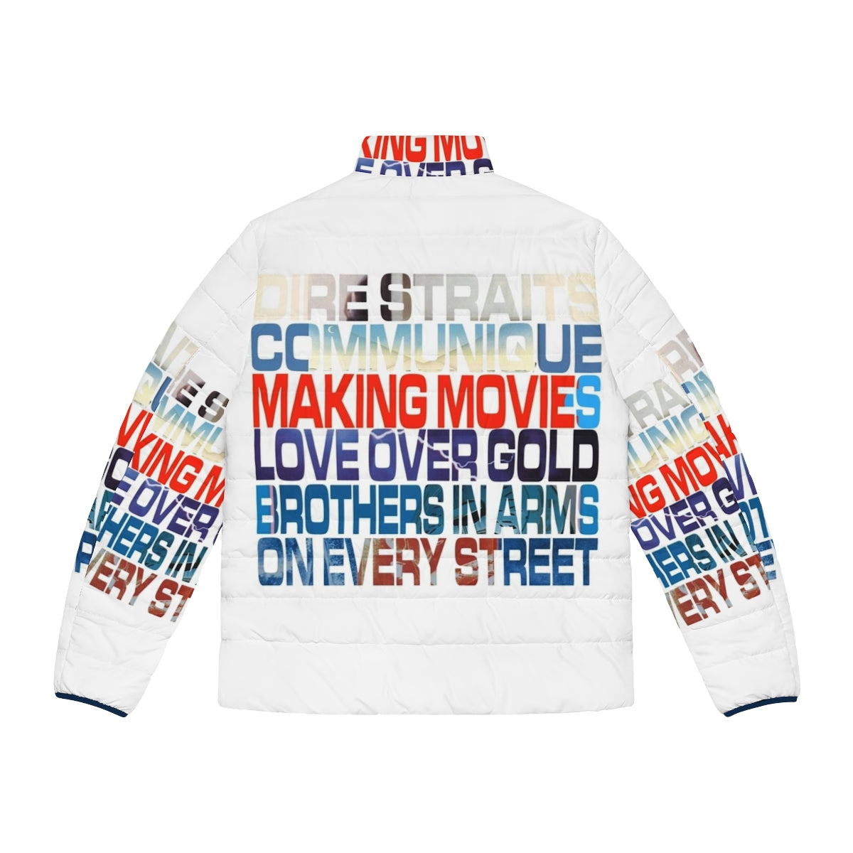 Dire Straits Albums Puffer Jacket featuring iconic album art - Back