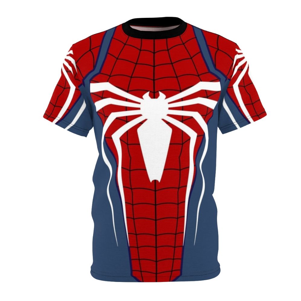 White T-shirt featuring a spider-inspired graphic design for Spider-Man fans