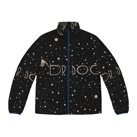 Dr Dog Puffer Jacket with Space and Star Graphics