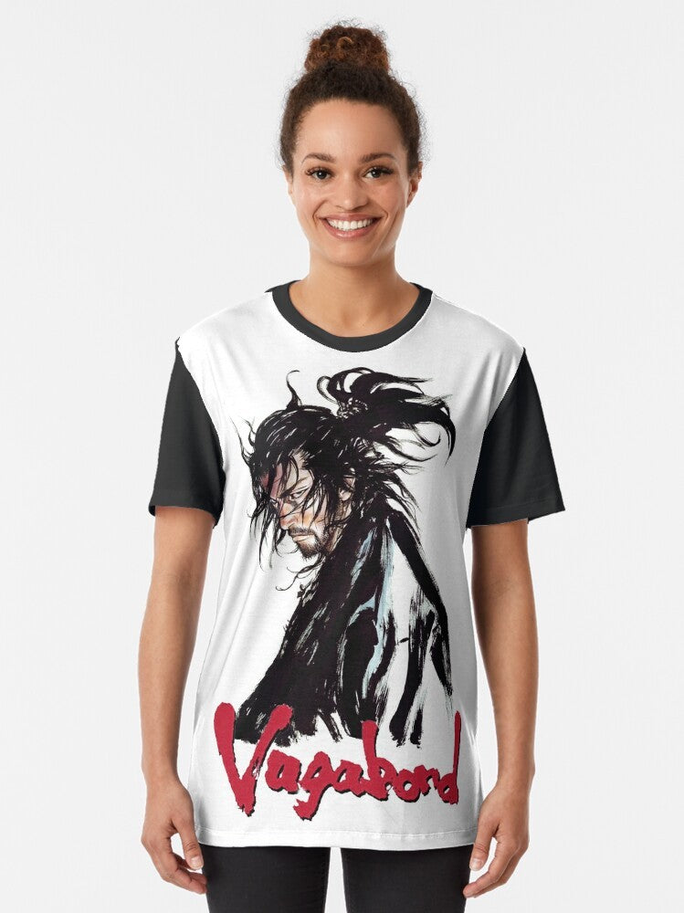 Vagabond Japanese art graphic t-shirt featuring elements of anime, manga, and Japanese culture - Women