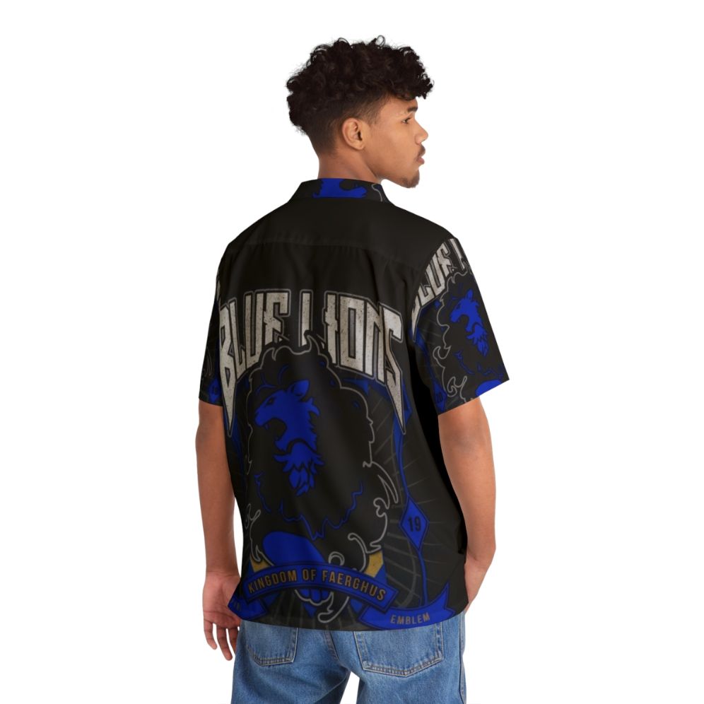 Blue Lions Crest Fire Emblem: Three Houses Hawaiian Shirt - People Back