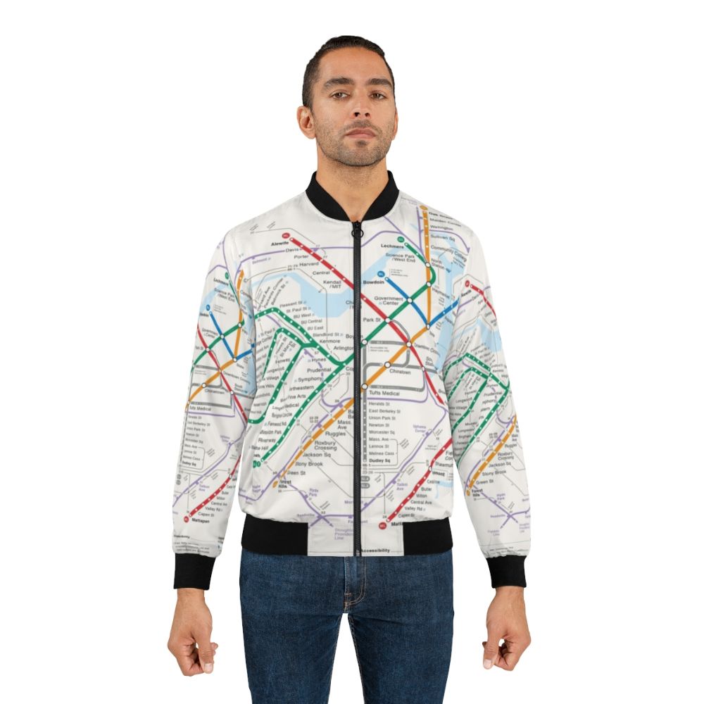 Bomber jacket featuring a map of the Boston public transportation system - Lifestyle