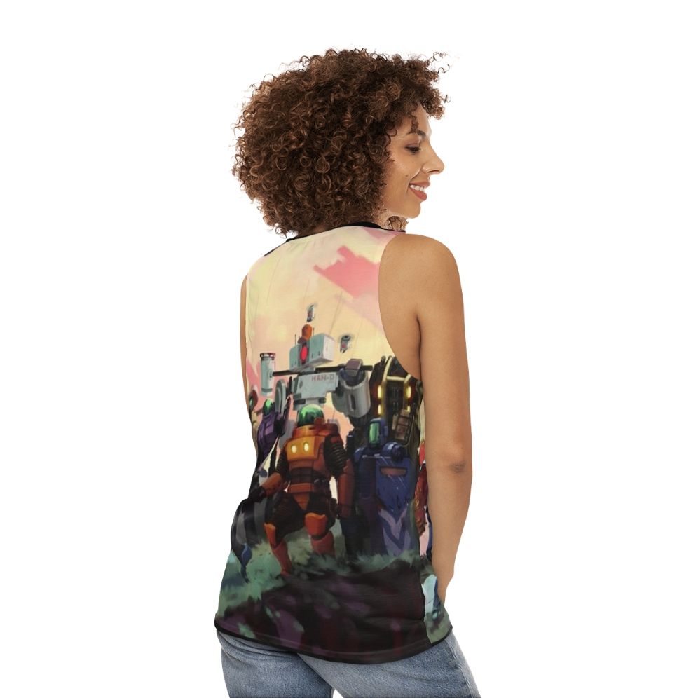 Risk of Rain 2 Unisex Tank Top featuring the game's iconic artwork - women back